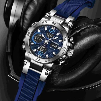 Men Waterproof Dual Display Digital Quartz Watch