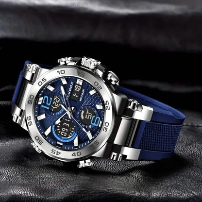 Men Waterproof Dual Display Digital Quartz Watch