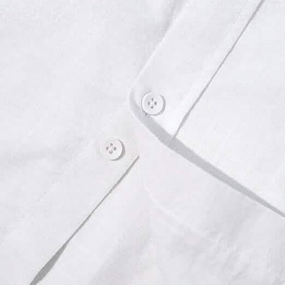 Mens Button Down Short Sleeve Linen Shirts