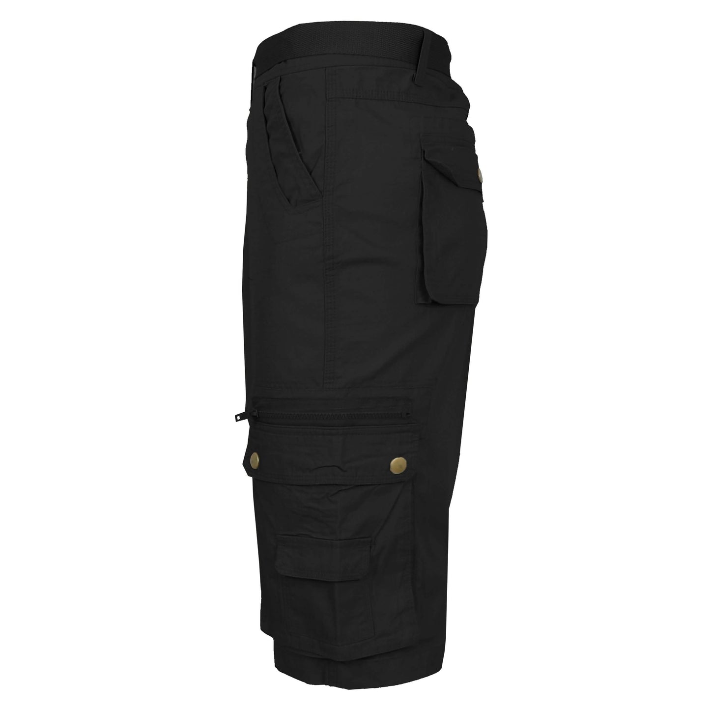 Men's Extended Size Cotton Cargo Utility Belted Shorts