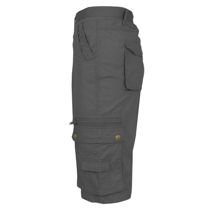 Men's Extended Size Cotton Cargo Utility Belted Shorts