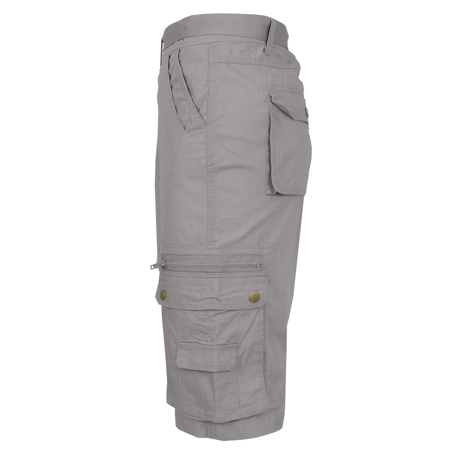 Men's Extended Size Cotton Cargo Utility Belted Shorts