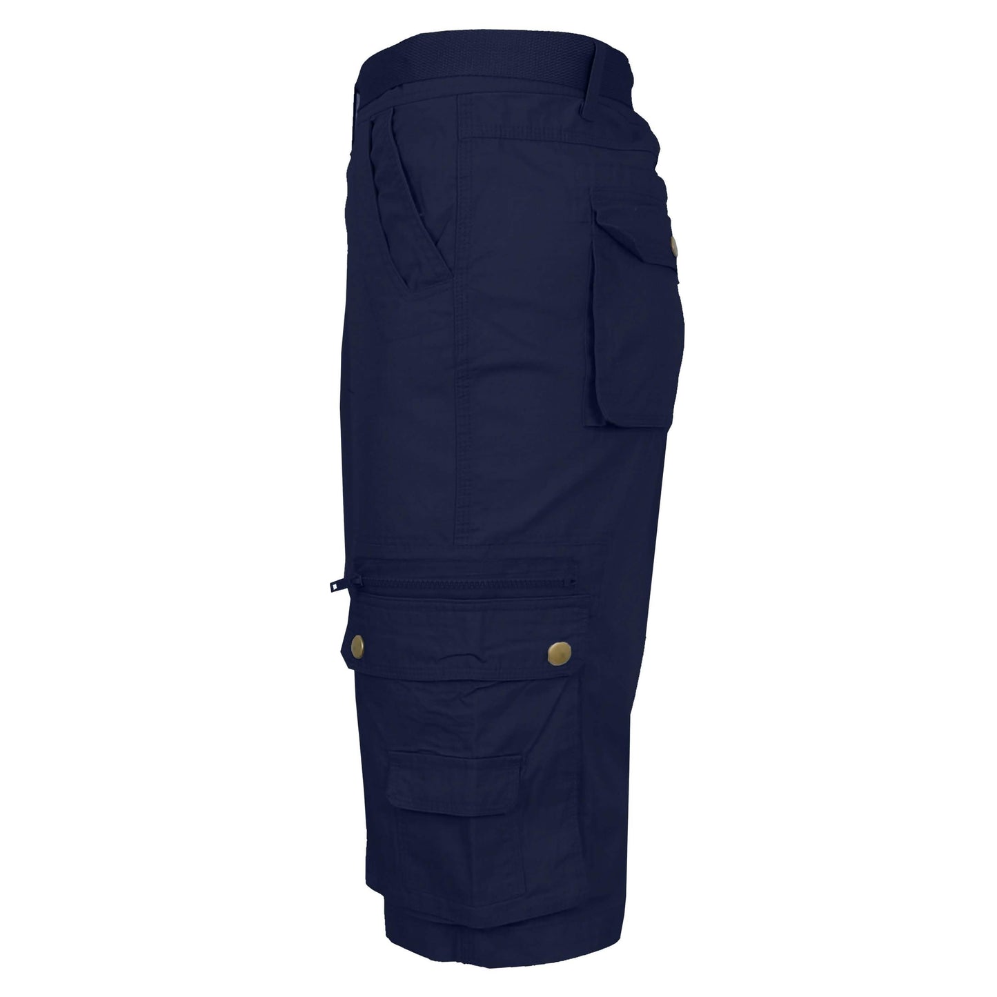 Men's Extended Size Cotton Cargo Utility Belted Shorts