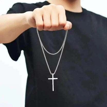 Men's Fashion Stainless Steel Cross Pendant Necklace