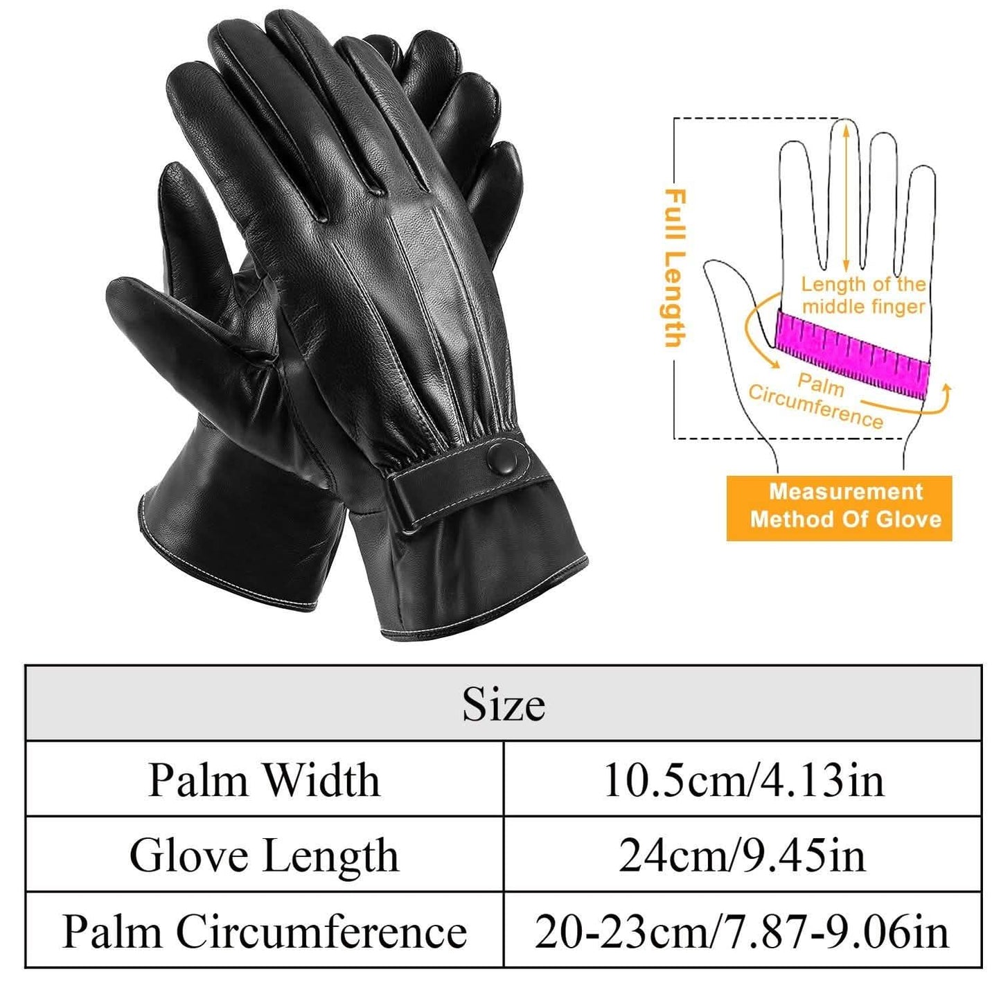 Men's Leather Winter Gloves Touchscreen