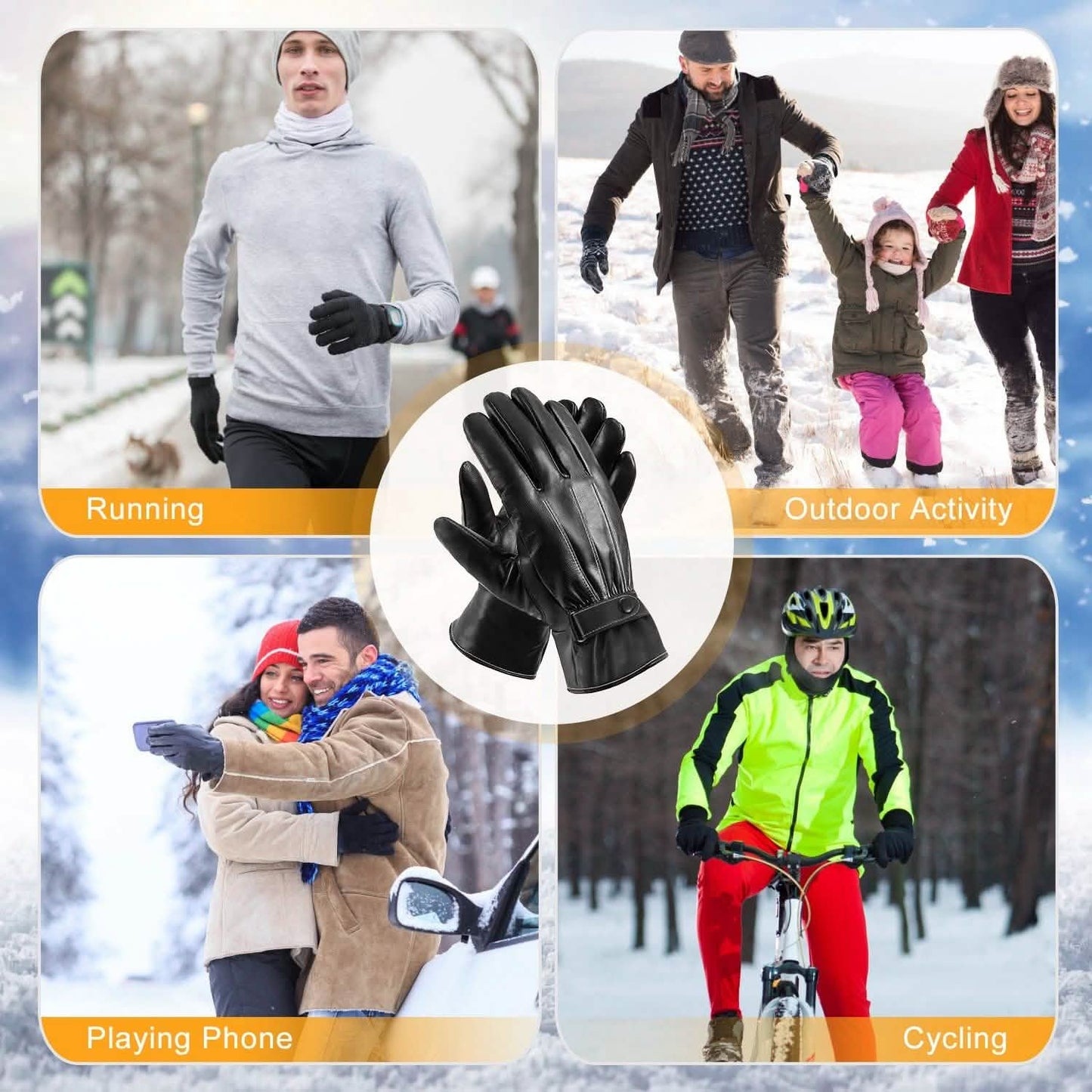 Men's Leather Winter Gloves Touchscreen