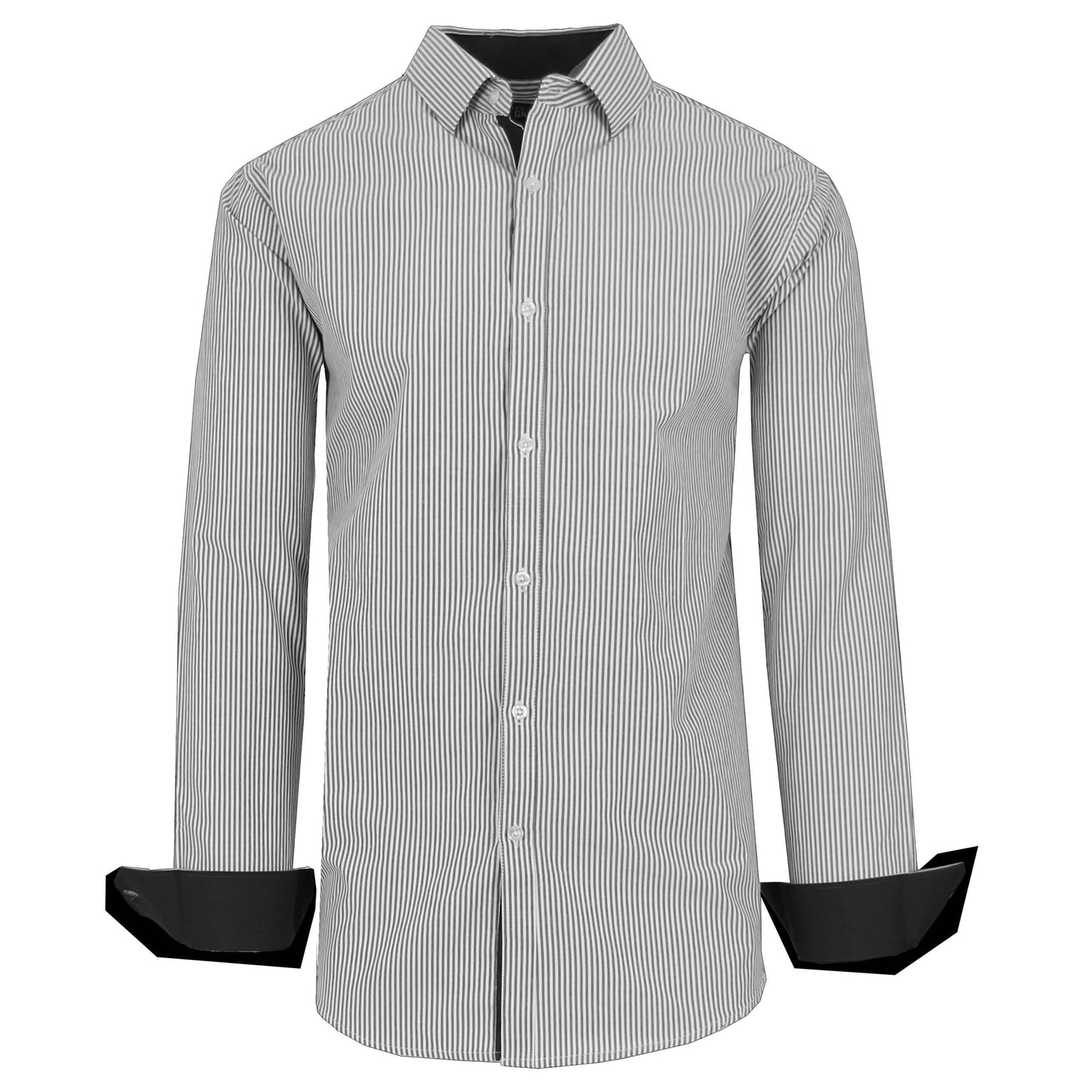 Men's Long Sleeve Slim Fitting Gingham Pattern Dress Shirts