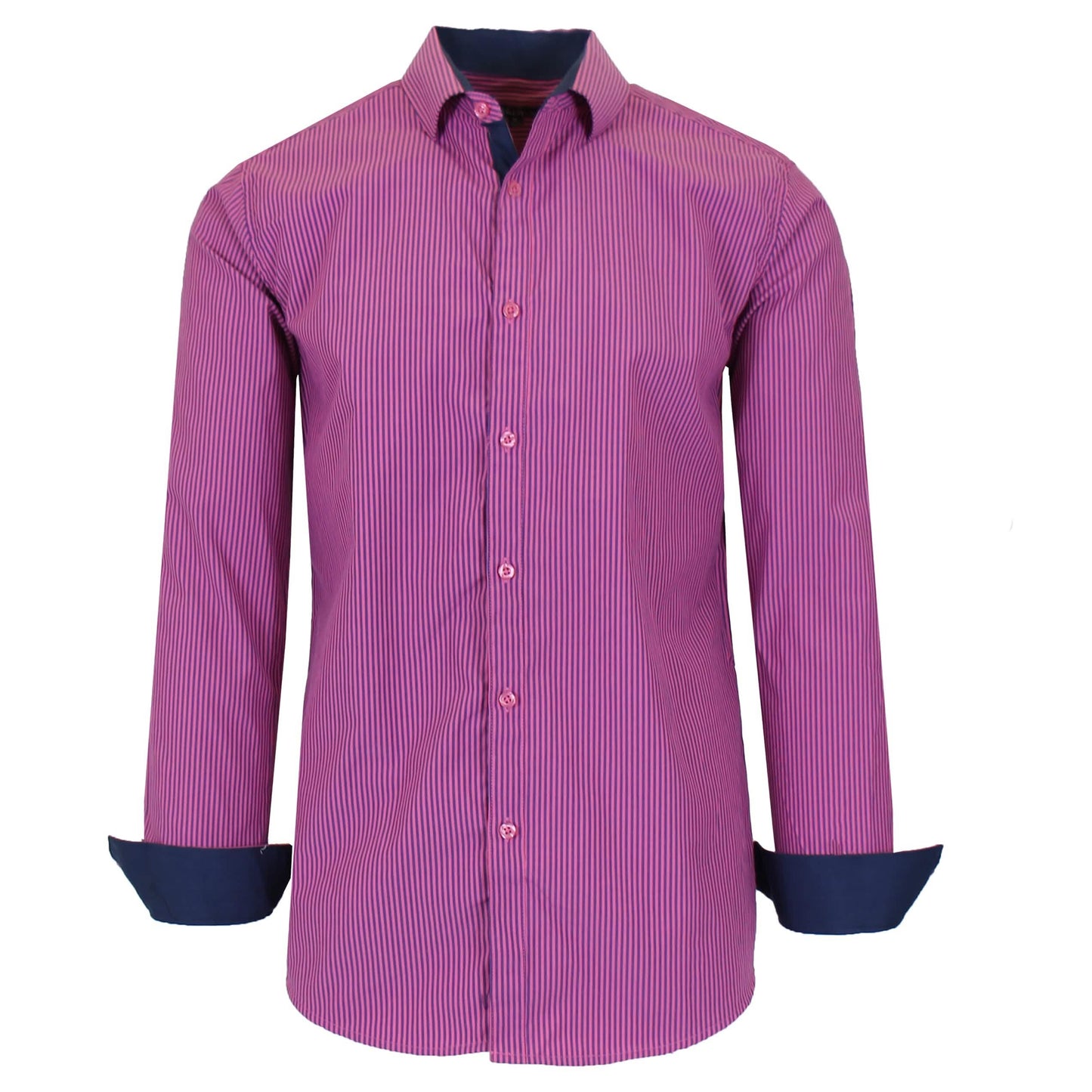 Men's Long Sleeve Slim Fitting Gingham Pattern Dress Shirts