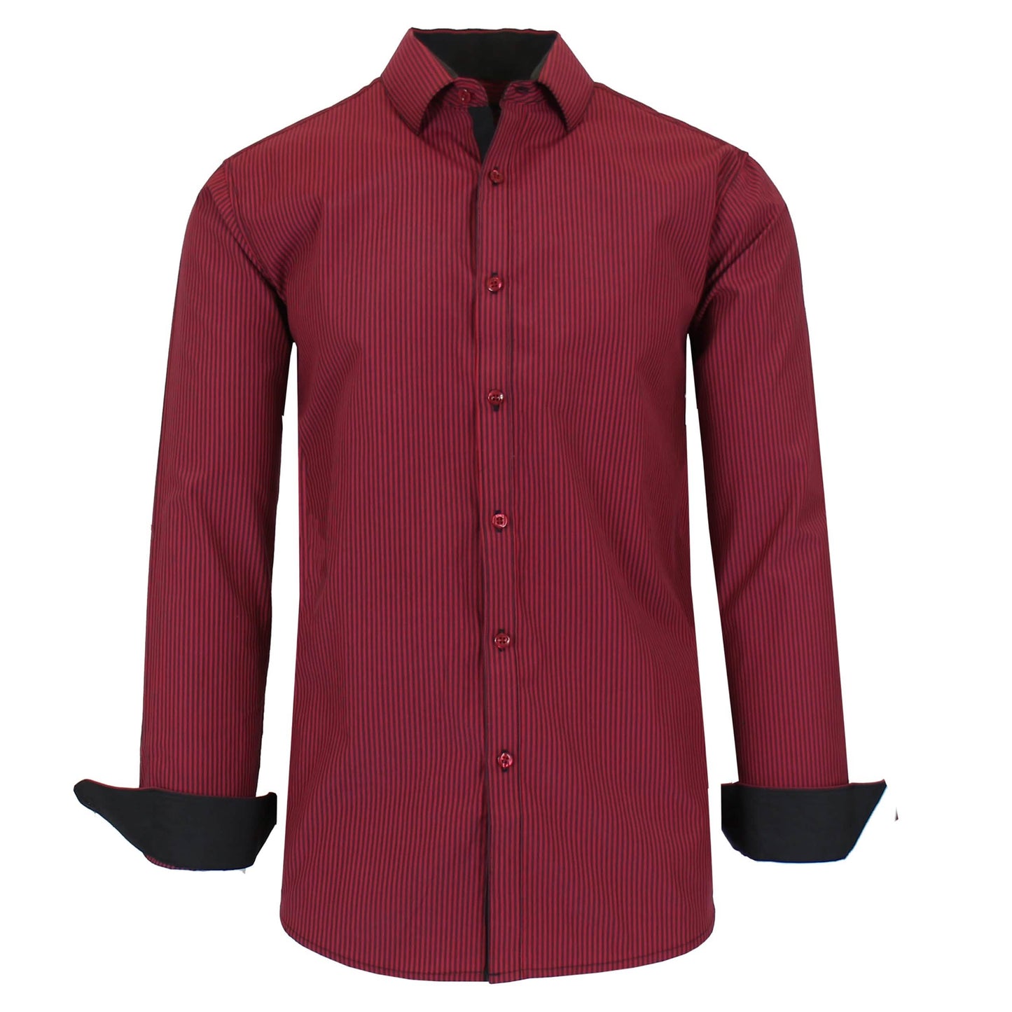Men's Long Sleeve Slim Fitting Gingham Pattern Dress Shirts