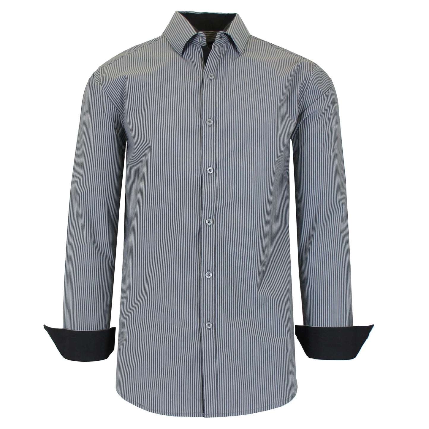 Men's Long Sleeve Slim Fitting Gingham Pattern Dress Shirts
