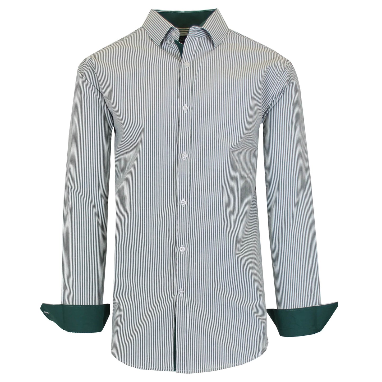 Men's Long Sleeve Slim Fitting Gingham Pattern Dress Shirts