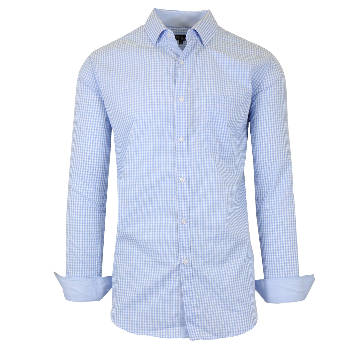 Men's Long Sleeve Slim Fitting Gingham Pattern Dress Shirts