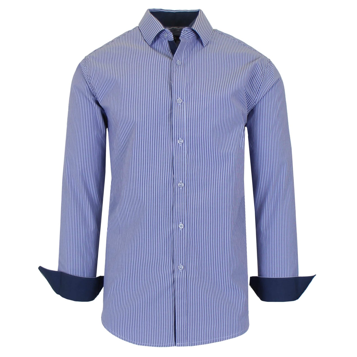 Men's Long Sleeve Slim Fitting Gingham Pattern Dress Shirts