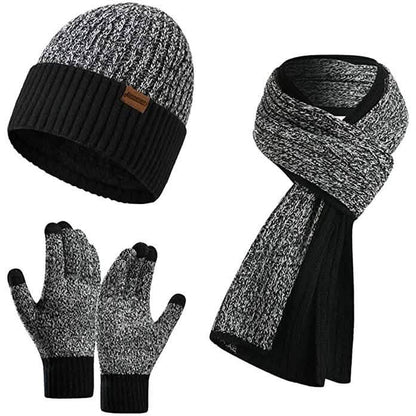 Men's Scarf and Beanie Hat Themal Gloves Set