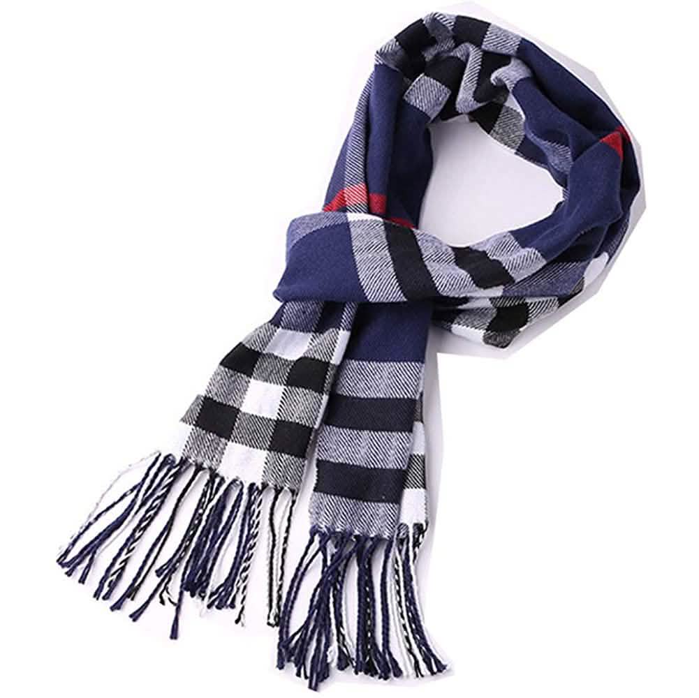 Men's Scarves Classic Arrival Winter Plaid Scarf Tassel Edge