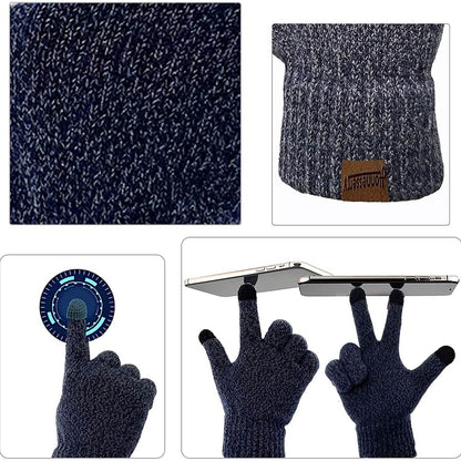 Men's Scaves and Beanie Hat Themal Gloves Set