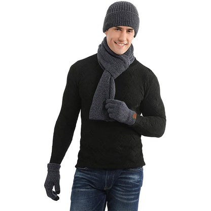Men's Scaves and Beanie Hat Themal Gloves Set