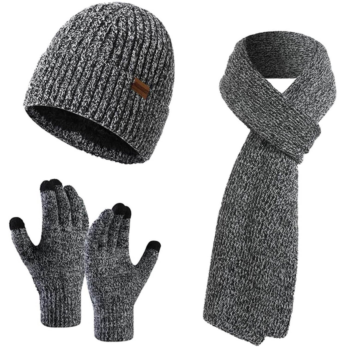 Men's Scaves and Beanie Hat Themal Gloves Set