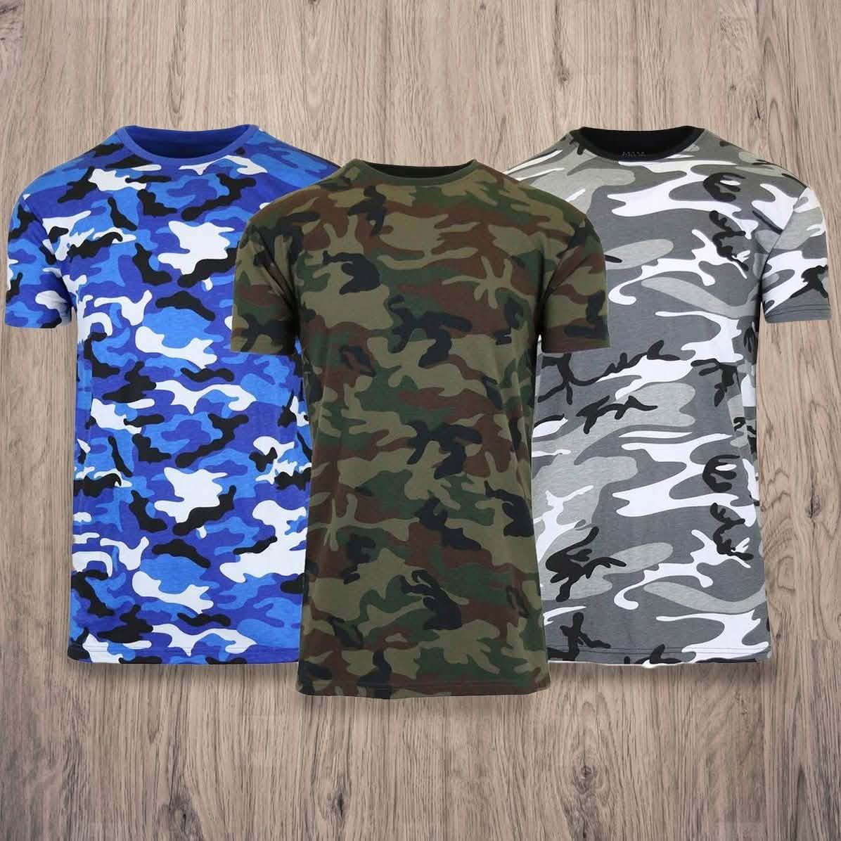 Men's Short Sleeve Crew Neck Camo Printed Tee