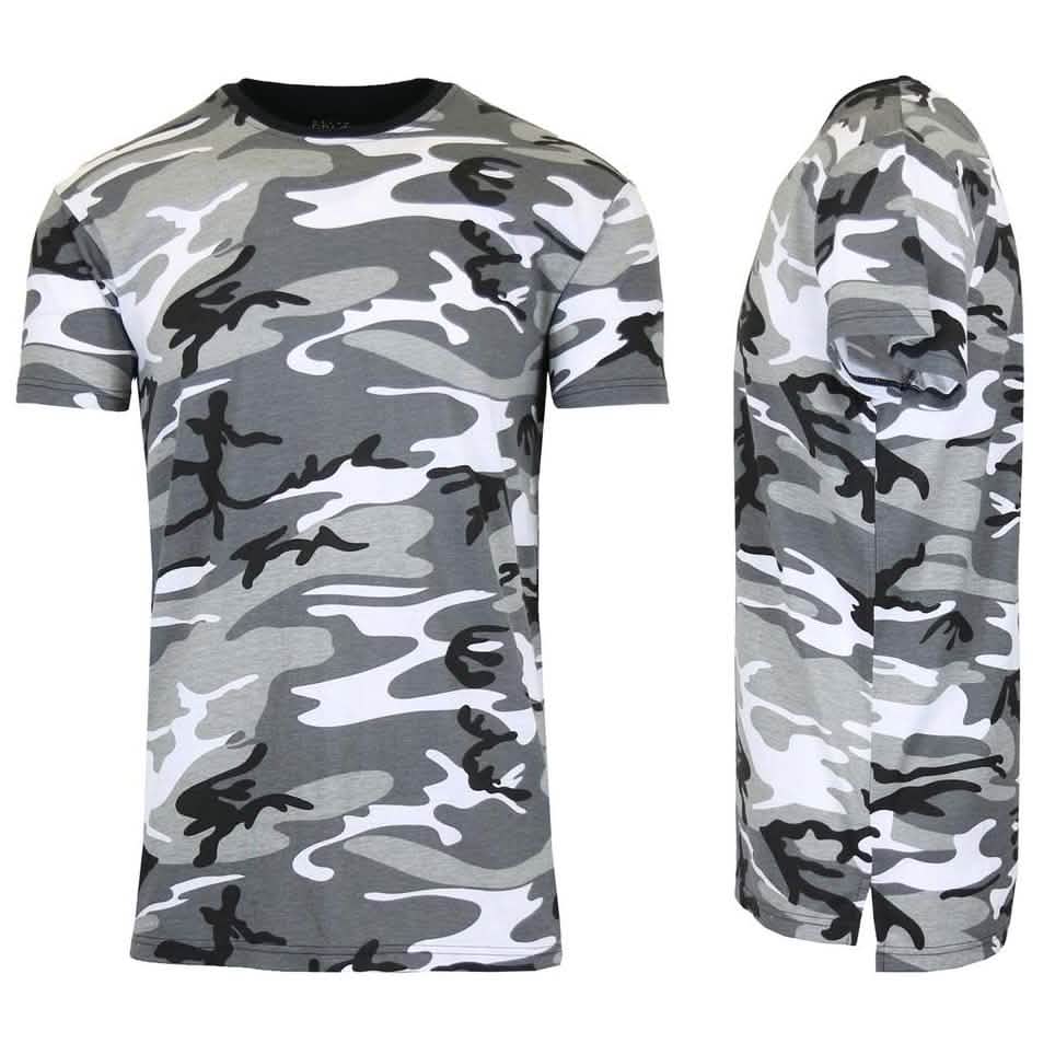 Men's Short Sleeve Crew Neck Camo Printed Tee