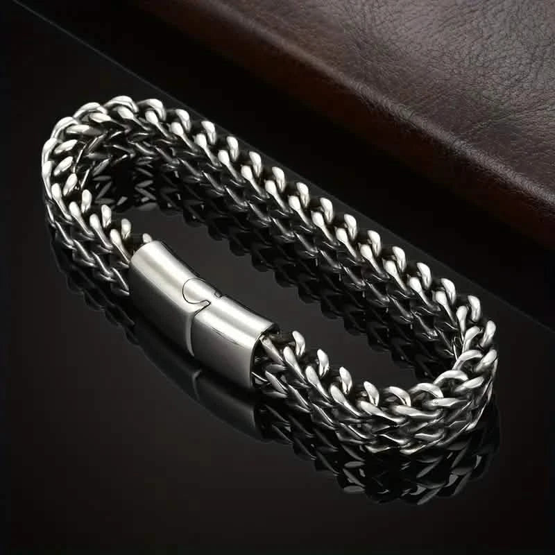 Men's Stainless Steel Braided Bracelet with Magnetic Clasp