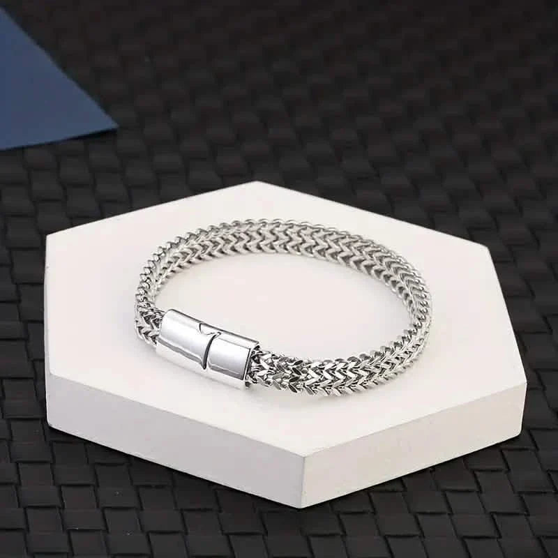 Men's Stainless Steel Braided Bracelet with Magnetic Clasp