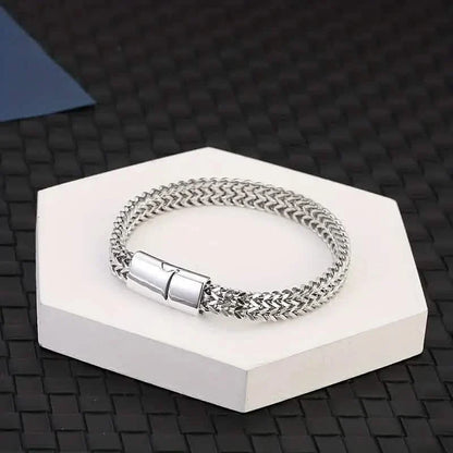 Men's Stainless Steel Braided Bracelet with Magnetic Clasp