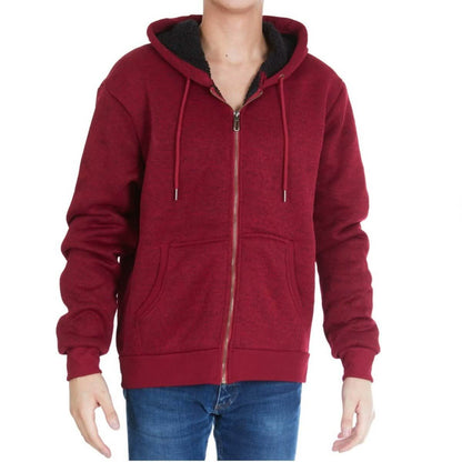 Men's Thick Sherpa Lined Full Zip Hoodie Jackets