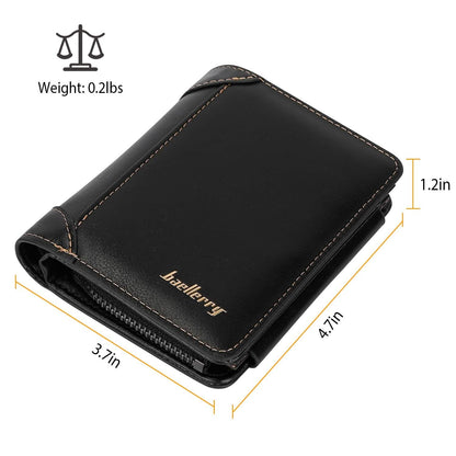 Men's Trifold Clutch Leather Wallet ID Card Holder
