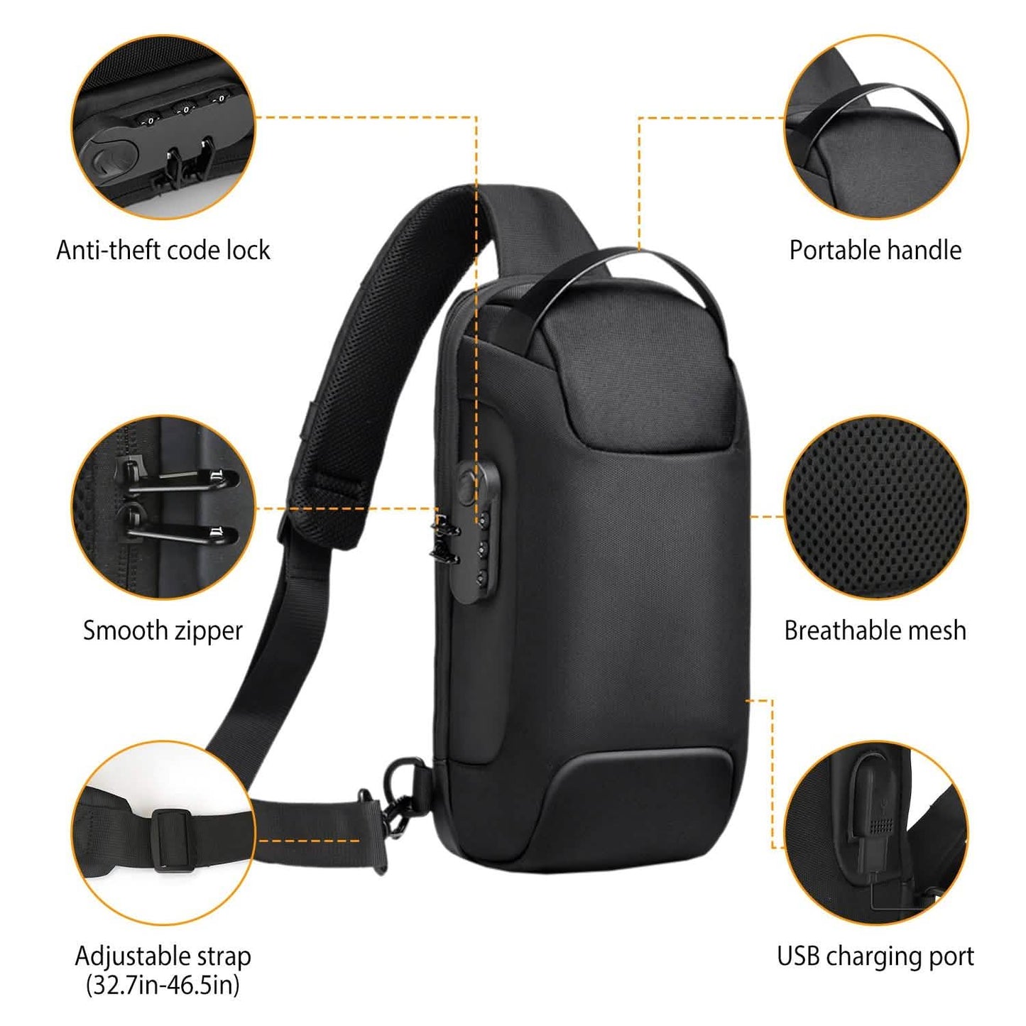 Men's Waterproof Anti-Theft Sling Backpack