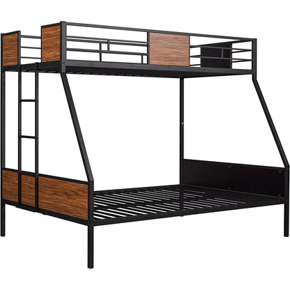 Metal Bunk Bed with Safety Railing Ladder