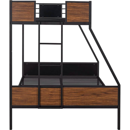 Metal Bunk Bed with Safety Railing Ladder