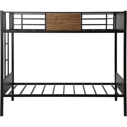 Metal Bunk Bed with Safety Railing Ladder