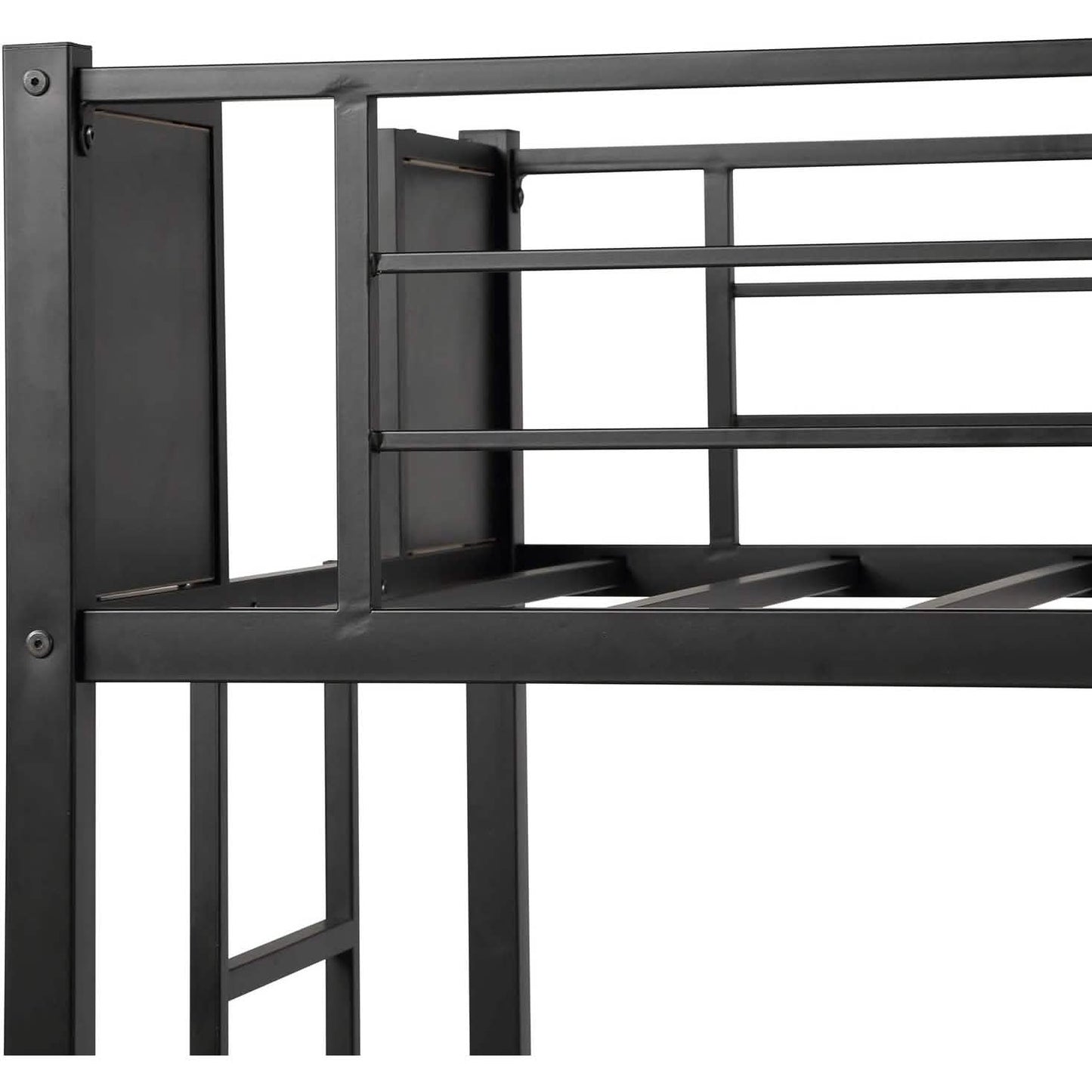Metal Bunk Bed with Safety Railing Ladder