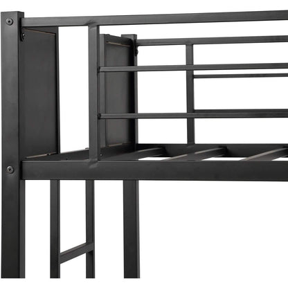 Metal Bunk Bed with Safety Railing Ladder