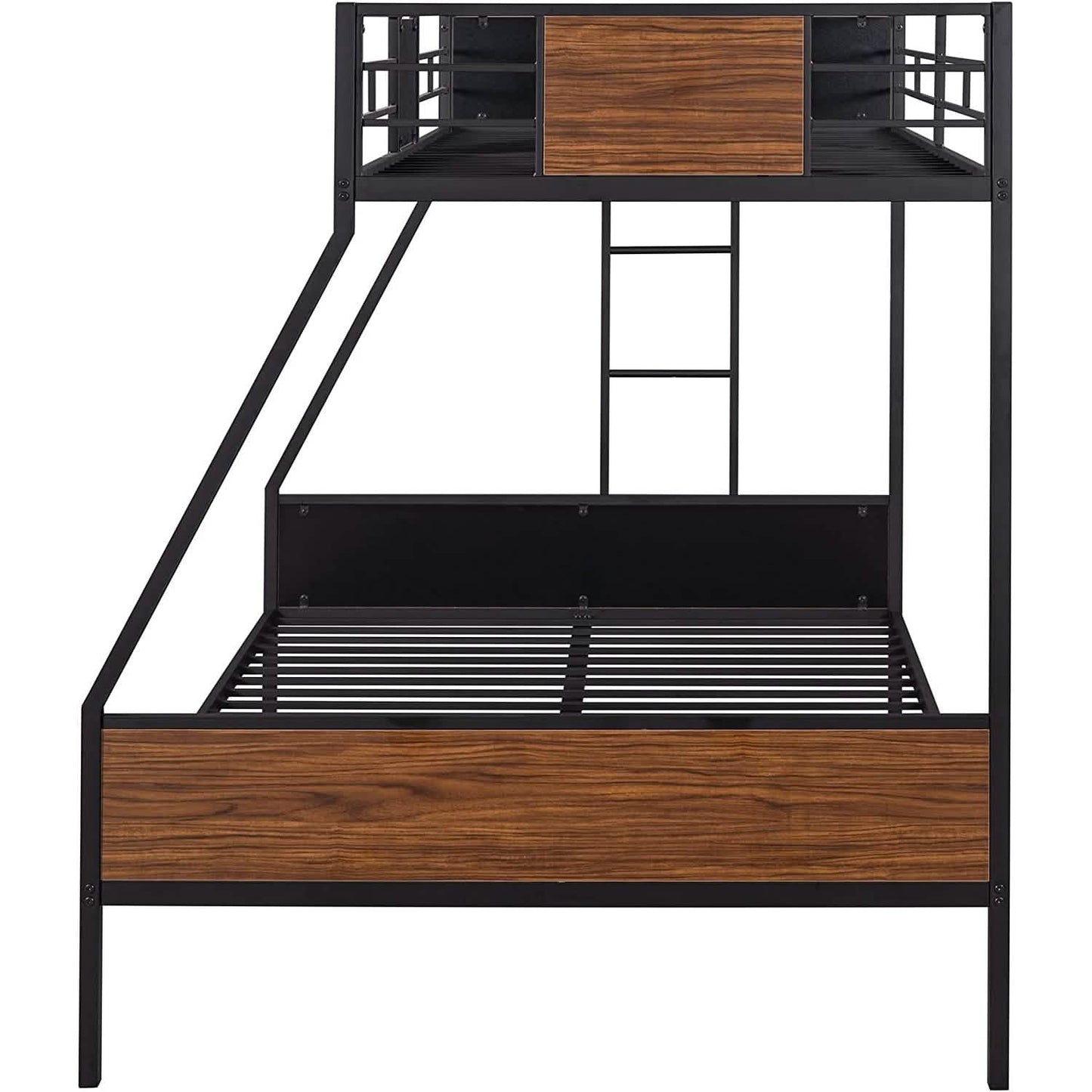 Metal Bunk Bed with Safety Railing Ladder