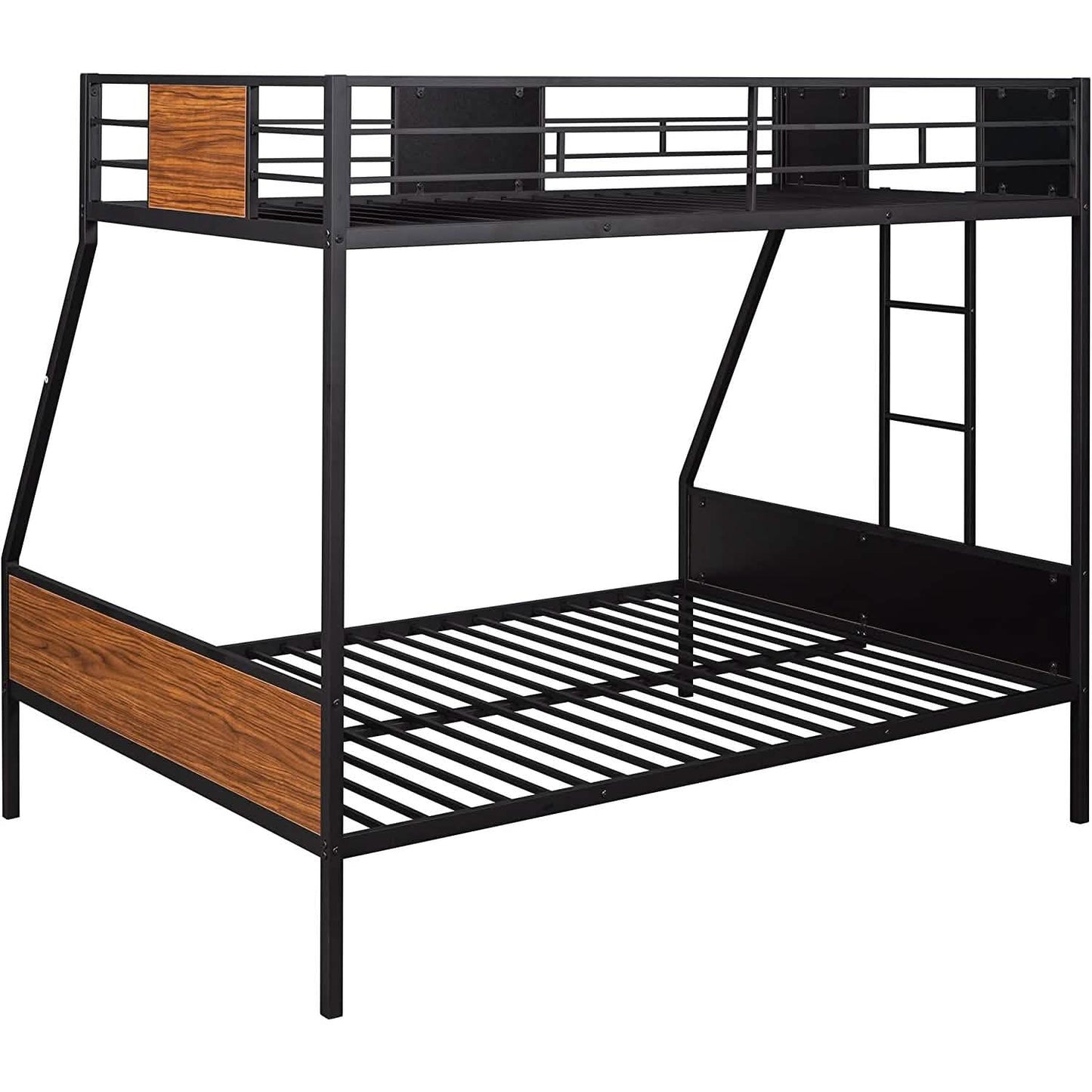 Metal Bunk Bed with Safety Railing Ladder