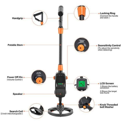 Metal Detector Deep Sensitive Waterproof Gold Finder Tracker