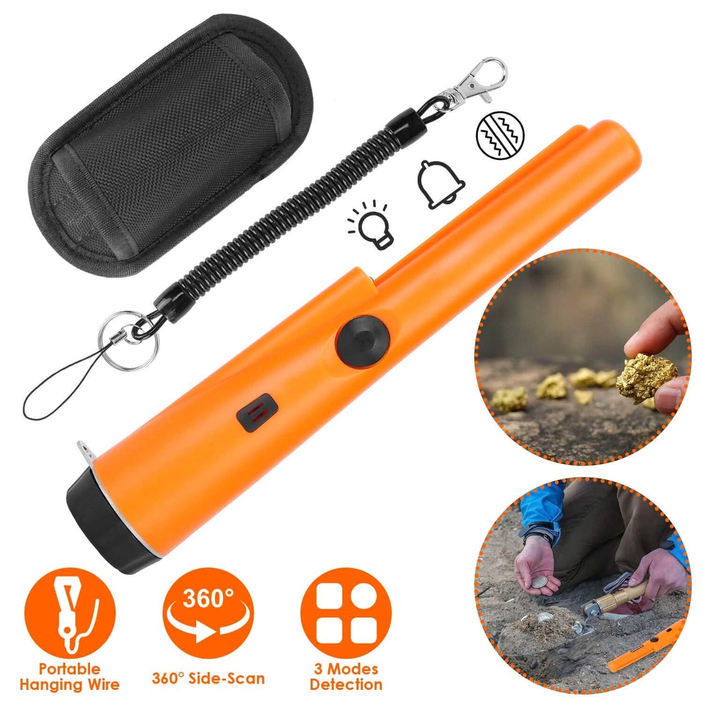 Metal Detector Pin Pointer with Retractable Hanging Wire