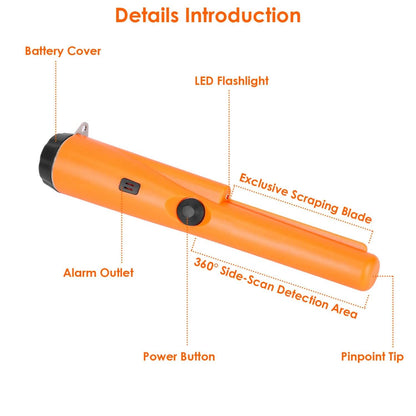 Metal Detector Pin Pointer with Retractable Hanging Wire