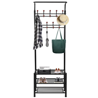 Metal Entryway Coat Shoe Rack