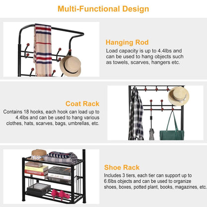 Metal Entryway Coat Shoe Rack