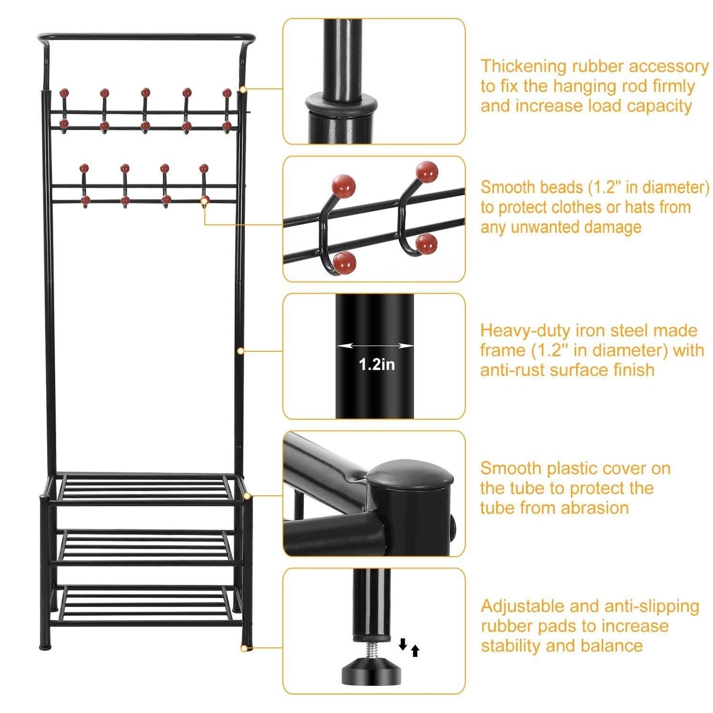 Metal Entryway Coat Shoe Rack