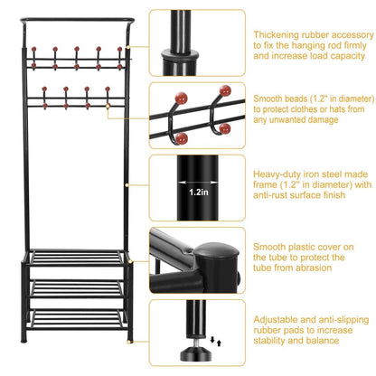 Metal Entryway Coat Shoe Rack