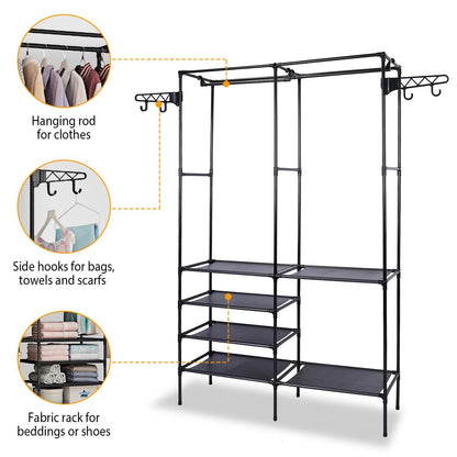 Metal Garment Rack Shoe Clothing Organizer Shelves