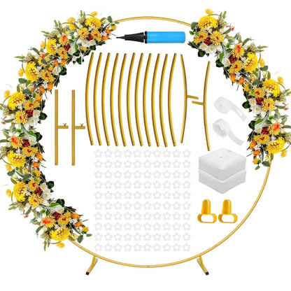 Metal Round Arch Reusable Backdrop Stand with Balloon Tools