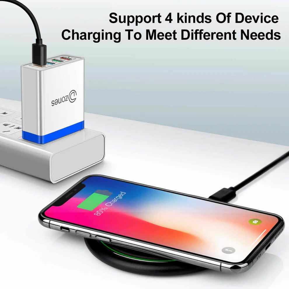 MFi Certified iPhone 4 Port High Speed Wall Charger and 4 Lightning Cables