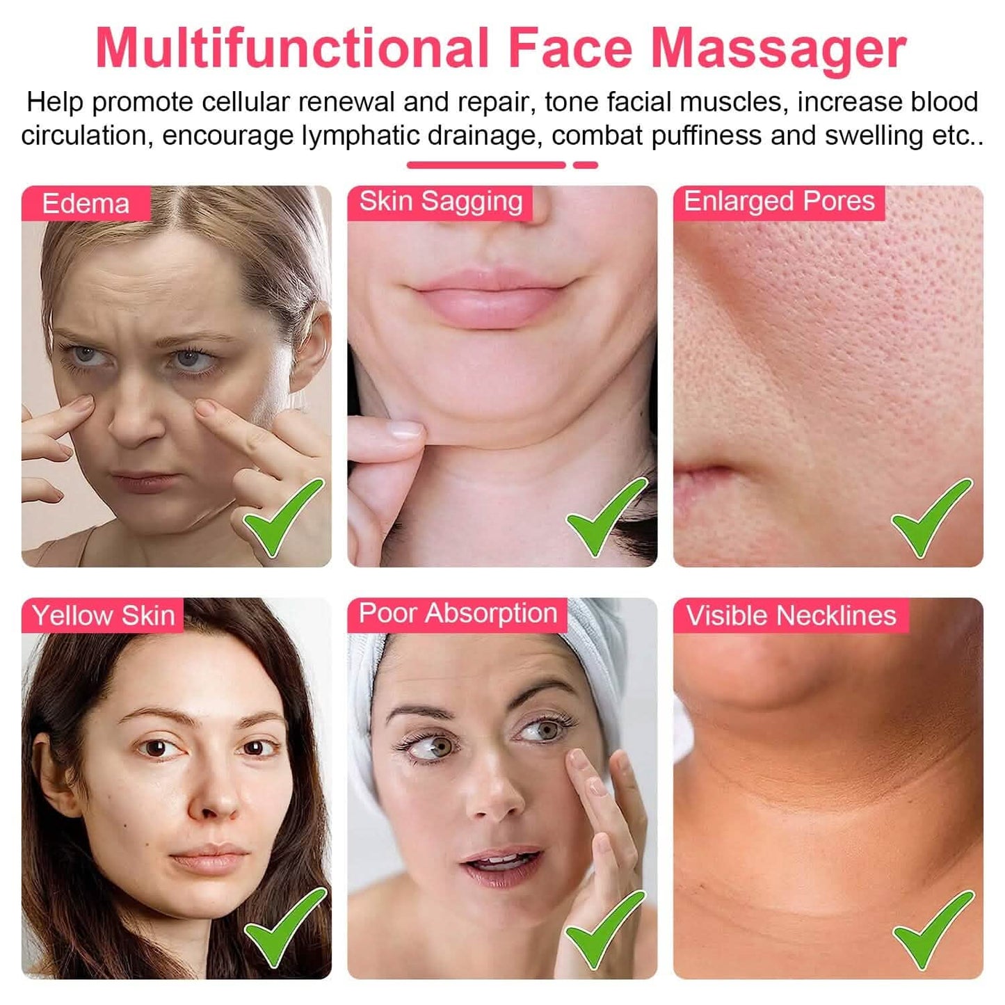 Micro-Current Face Massager Rechargeable Roller with 5 Gears