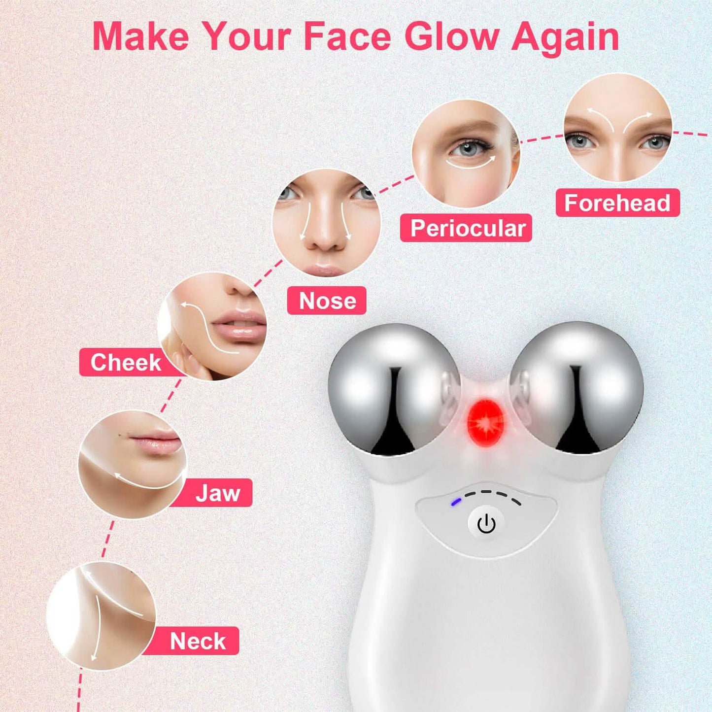 Micro-Current Face Massager Rechargeable Roller with 5 Gears