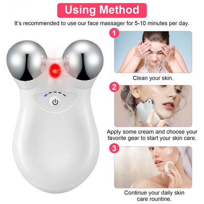 Micro-Current Face Massager Rechargeable Roller with 5 Gears